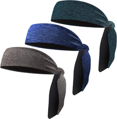 Men'S Headbands, 3-Pack Head Ties, Non Slip Sweat-Wicking Headbands for Running, Tennis, Hairband for Women & Men
