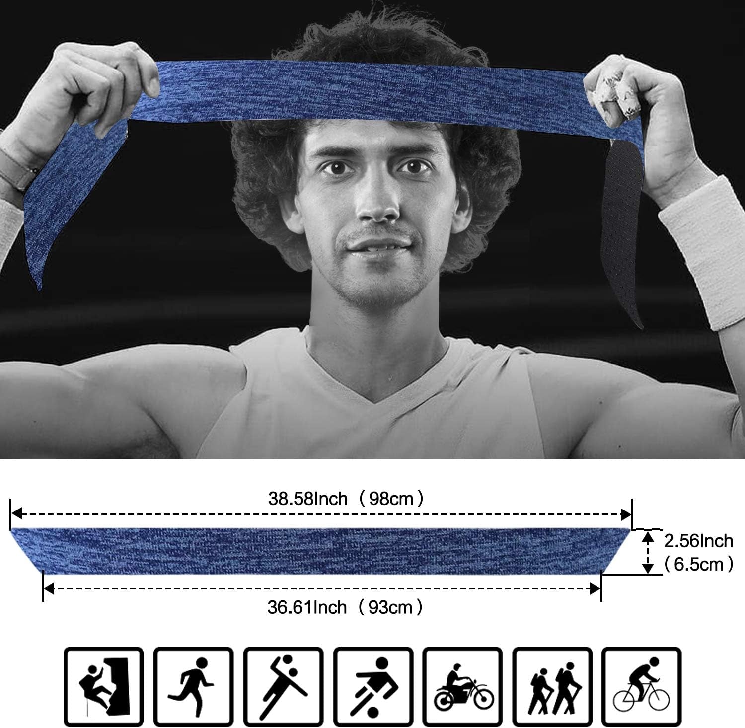 Men'S Headbands, 3-Pack Head Ties, Non Slip Sweat-Wicking Headbands for Running, Tennis, Hairband for Women & Men