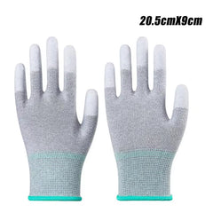 5PCS Antistatic Coated Labour Gloves Nylon Carbon Fibre Coated Fingers Touch Screen PU Gloves Wear Resistant Dustproof Workshop