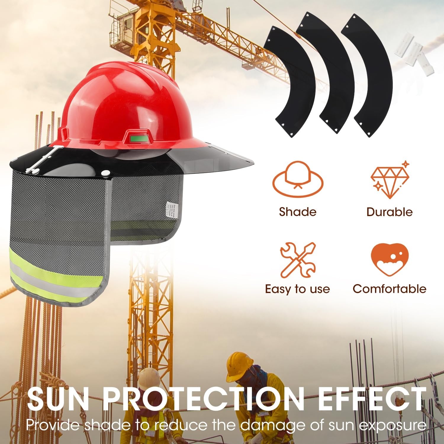 Hard Hat Visor with Neck Shade Fits Standard V-Gard Full Brim Attachment For