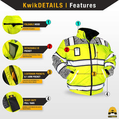 Reflective Jackets | Men'S Insulated Hi Vis Work Bombers | Yellow, Orange, Multicolor