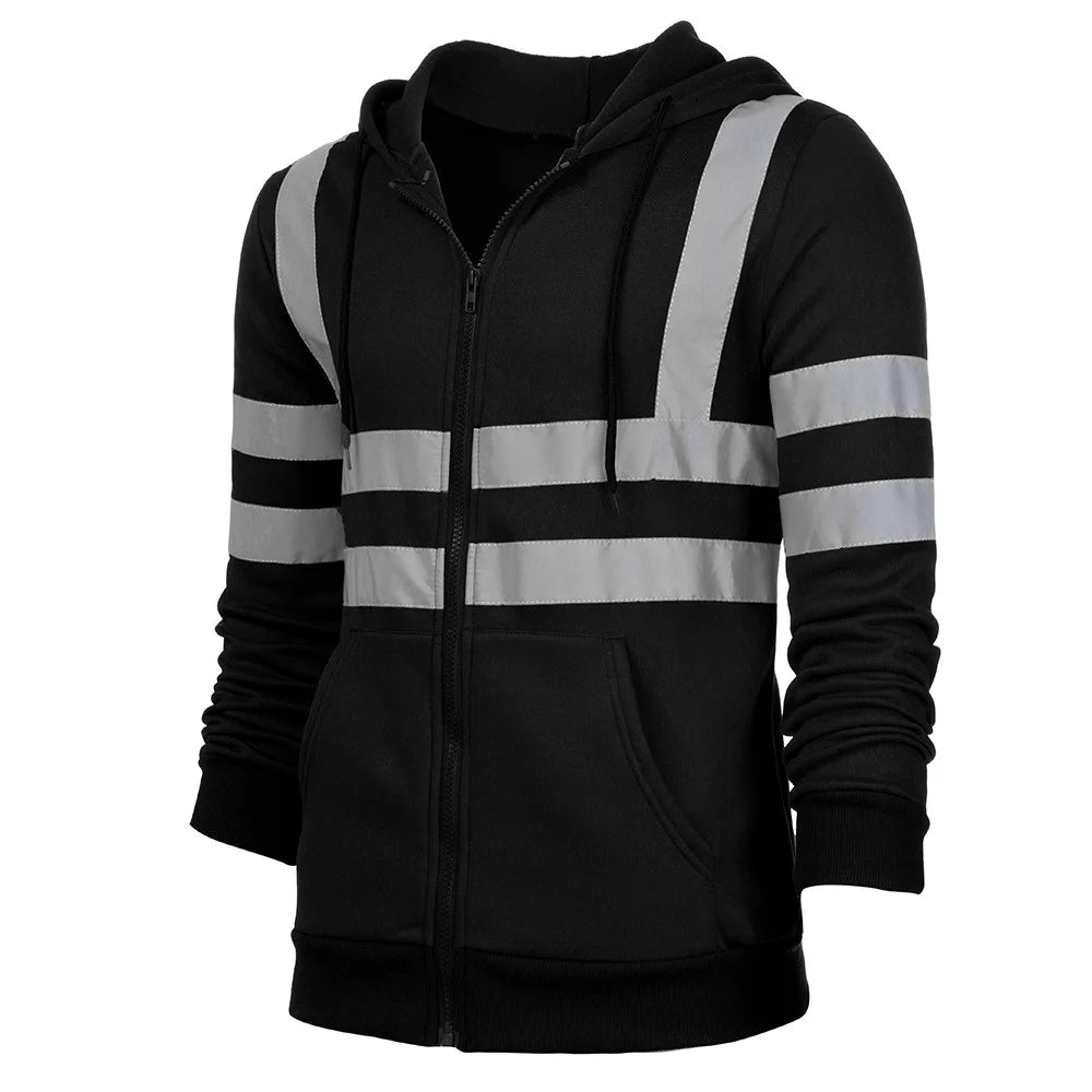 High Visibility Reflective Hoodies for Men, Safety Sweatshirts with Pockets, Work Construction Safety Hoodie Pullover Yellow Sweatshirt