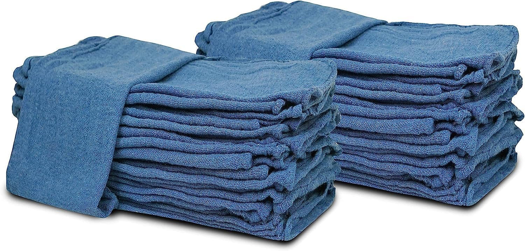 Cotton Shop Towels Blue – (Pack of 150) Size 14X14 Inches Cleaning Rags – Absorbent Shop Rags and Multipurpose Cleaning Towels for Automobiles, Industries, Garage and Homes