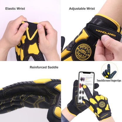 Heavy Duty Work Gloves, SBR Padding, TPR Protector Impact Gloves, anti Vibration Mechanic Gloves