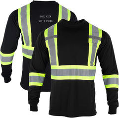 Long Sleeve Safety T Shirt Reflective High Visibility Construction Work Shirts ANSI Class 3 for Men