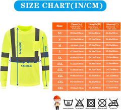 Safety Shirt,High Visibility Work T Shirt Long Short Sleeve Class 3 (XS-6XL)