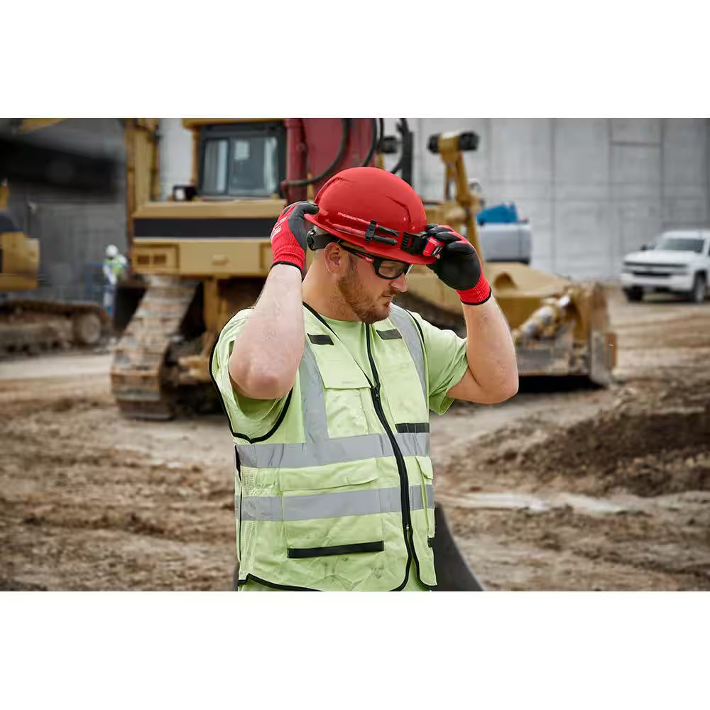BOLT White Type 1 Class C Front Brim Vented Hard Hat W/4 Point Ratcheting Suspension W/600 Lumens Rechargeable Headlamp