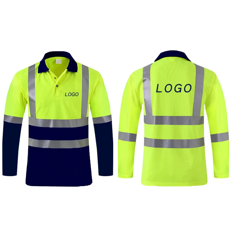 Shirts for Men High Visibility Reflective T-Shirt Long Sleeves Safety Shirt Hi Vis Workwear Shirt Work Shirts Polo