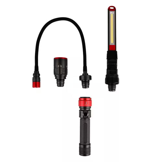 Rechargeable 350 Lumens LED 3-In-1 Task Light with Goose Neck, Flash and Task Light Head