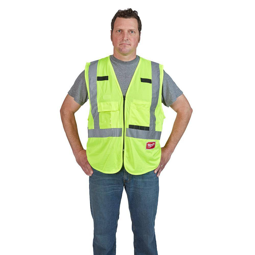 Large/X-Large Yellow Class 2 High Visibility Safety Vest and Mesh High Visibility Safety Vest (2-Pack)