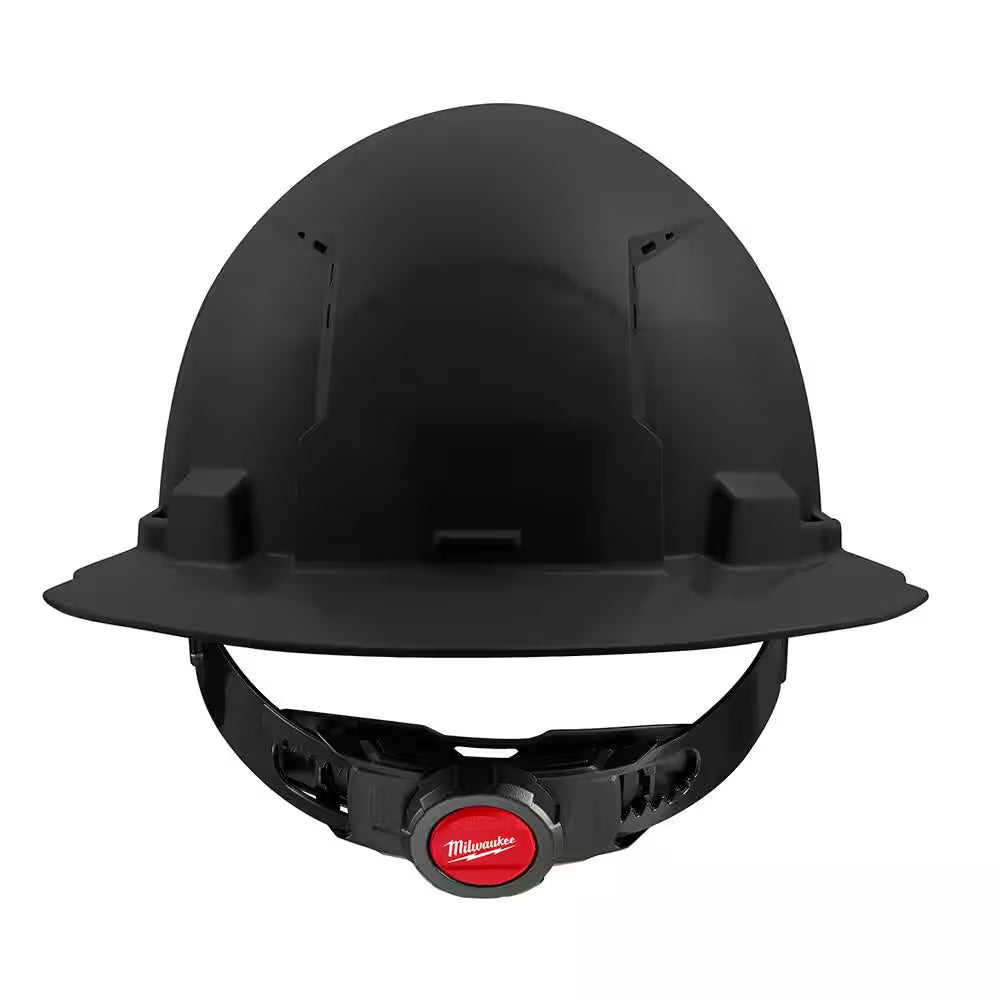 BOLT Black Type 1 Class C Full Brim Vented Hard Hat with 4-Point Ratcheting Suspension with Tinted Dual Coat Eye Lense