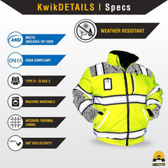 Reflective Jackets | Men'S Insulated Hi Vis Work Bombers | Yellow, Orange, Multicolor