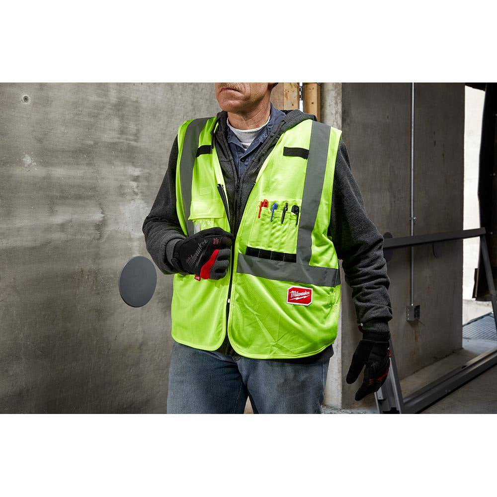 Large/X-Large Yellow Class 2 High Visibility Safety Vest and Mesh High Visibility Safety Vest (2-Pack)