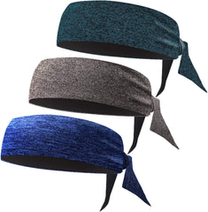 Headbands for Men, 3-Pack Men'S Head-Ties, Breathable Headbands for Tennis, Running, Sweat-Wicking Non Slip
