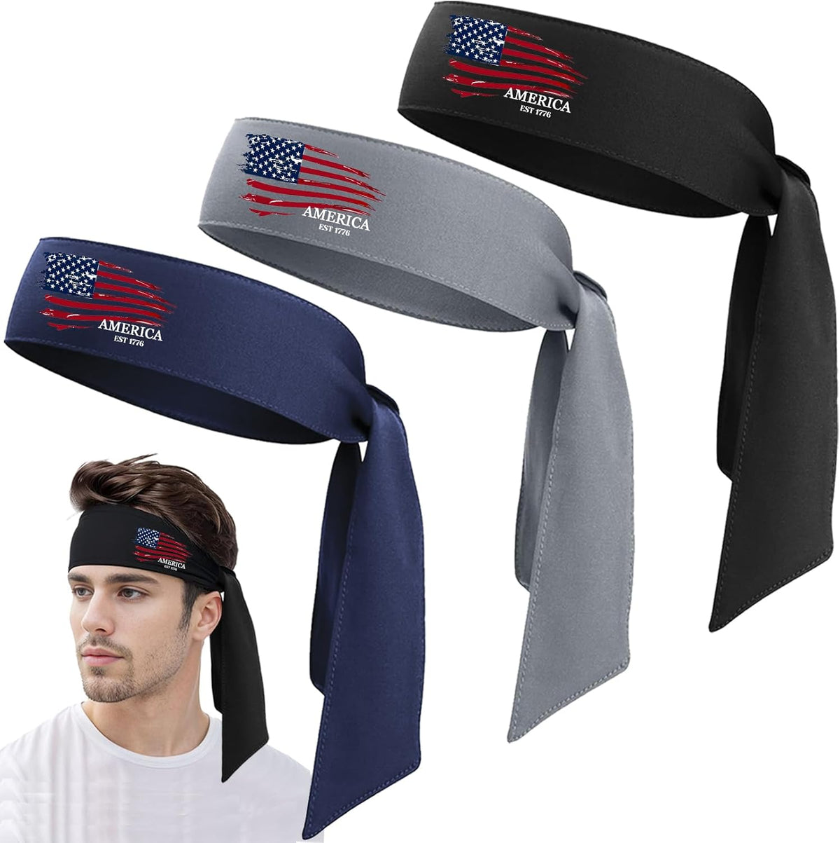 Head Tie Headband for Men Women,Sports Sweat Band Adjustable Ninja Headband Karate Sweatbands Hair Wrap Bands Tie Headbands for Running Tennis Basketball Soccer Athletic
