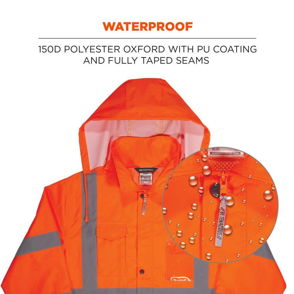 Glowear 8366 5XL Orange Lightweight Hi-Vis Rain Jacket - Type R, Class 3