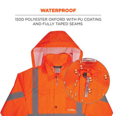 Glowear 8366 5XL Orange Lightweight Hi-Vis Rain Jacket - Type R, Class 3