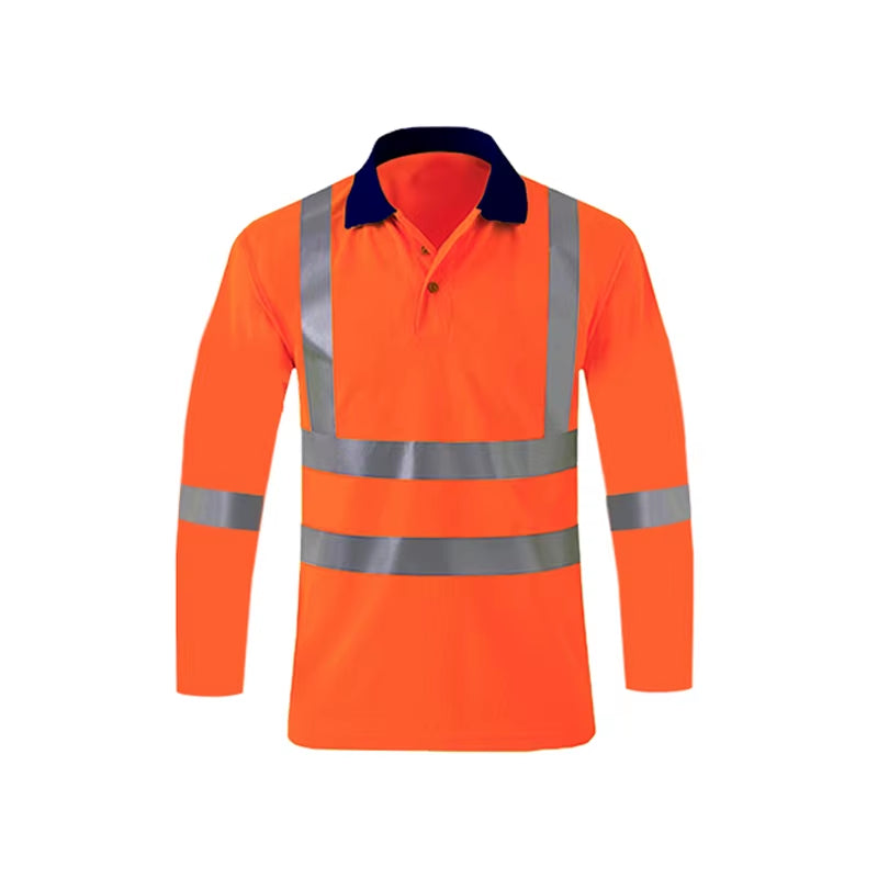 Shirts for Men High Visibility Reflective T-Shirt Long Sleeves Safety Shirt Hi Vis Workwear Shirt Work Shirts Polo