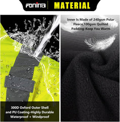 High Visibility Safety Bomber Jackets with Fleece Liner,Ansi Class 2 Reflective Waterproof Jacket for Men