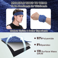 Men'S Headbands, 3-Pack Head Ties, Non Slip Sweat-Wicking Headbands for Running, Tennis, Hairband for Women & Men