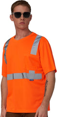 Safety Shirt,High Visibility Work T Shirt Long Short Sleeve Class 3 (XS-6XL)