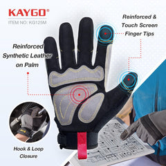 KAYGO Work Gloves for Men, KG125M Mechanic Utility Work Gloves for All Purpose,
