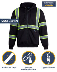 Men'S Hi Vis Hoodie - ANSI/ISEA Class 3 Safety Workwear Reflective (M-2XL)