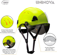 Hard Hats Construction OSHA ANSI Z89.1 Approved Safety Helmet Vented Hard Hat with Visor Adjustable 6 Pt Suspension Safety Hardhats Construction Work