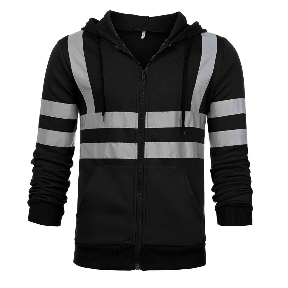 High Visibility Reflective Hoodies for Men, Safety Sweatshirts with Pockets, Work Construction Safety Hoodie Pullover Yellow Sweatshirt