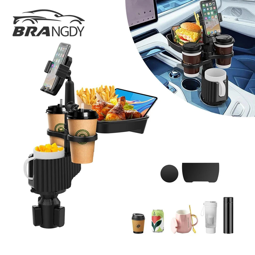 Contractor Car Cup Holder Tray 360 Degree Rotationcar Tray Table Phone Slot Car Food Table Organized Adjustable Drink Holder Car Accesories