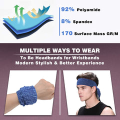 Headbands for Men, 3-Pack Men'S Head-Ties, Breathable Headbands for Tennis, Running, Sweat-Wicking Non Slip