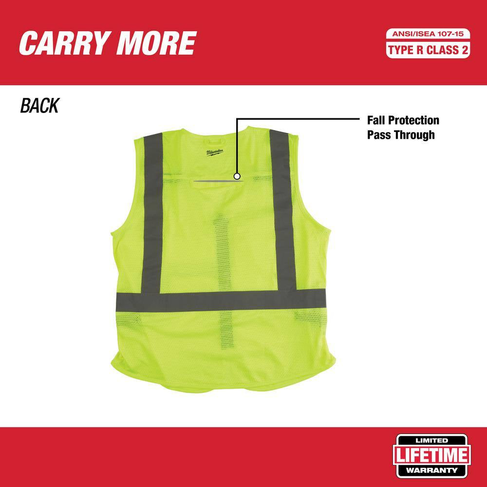 Large/X-Large Yellow Class 2 High Visibility Safety Vest and Mesh High Visibility Safety Vest (2-Pack)