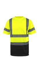 Hi Vis Class 3 T Shirt Reflective Safety Lime Orange Short Long Sleeve HIGH Visibility, Lime Bottom