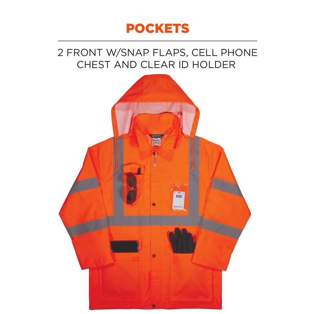 Glowear 8366 5XL Orange Lightweight Hi-Vis Rain Jacket - Type R, Class 3