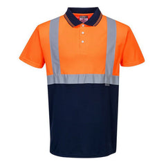 S479 Two-Tone Polo Safety Shirt Orange/Navy, Small