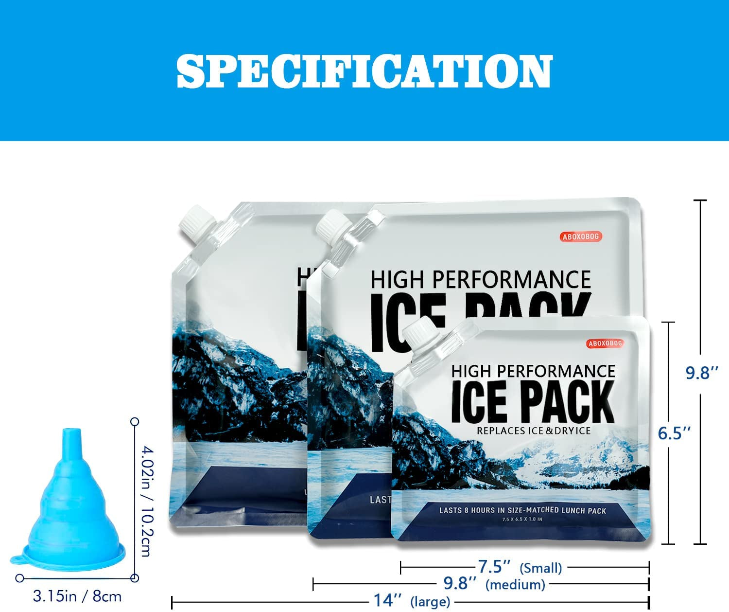 Reusable Ice Packs for Coolers Long Lasting Gel Freezer Packs for Cooler Bag Backpacks, Lunch Box, Cooler Bag, Keeps Food Cold Fresh (Set of 3)