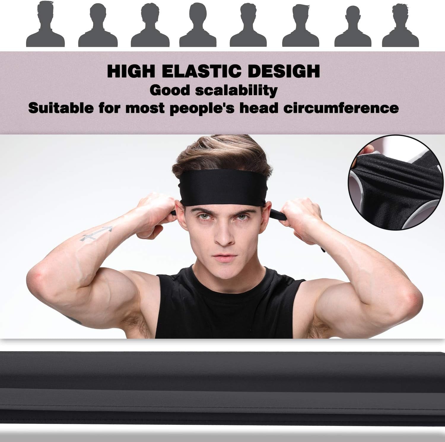Headbands for Men, 3-Pack Men'S Head-Ties, Breathable Headbands for Tennis, Running, Sweat-Wicking Non Slip