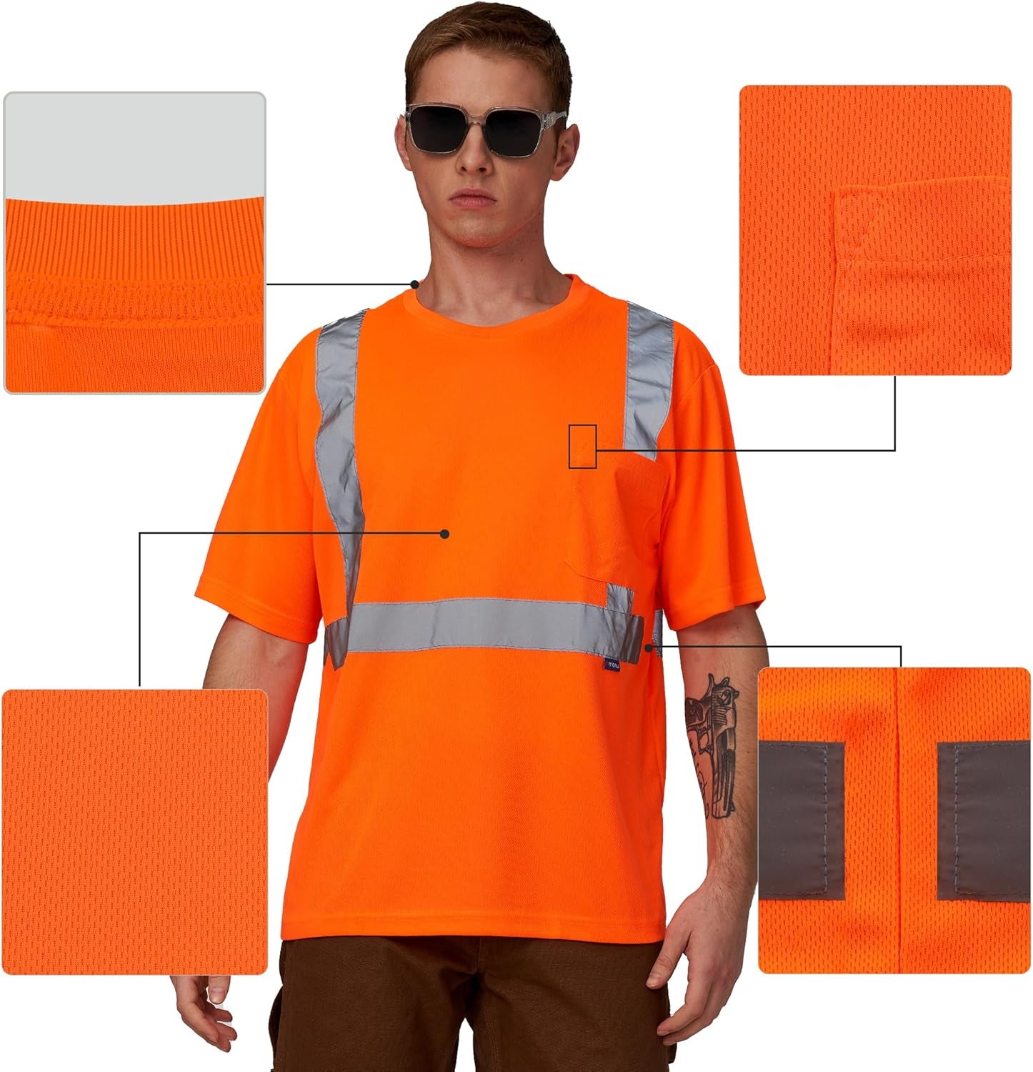 Safety Shirt,High Visibility Work T Shirt Long Short Sleeve Class 3 (XS-6XL)