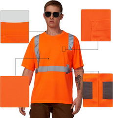 Safety Shirt,High Visibility Work T Shirt Long Short Sleeve Class 3 (XS-6XL)