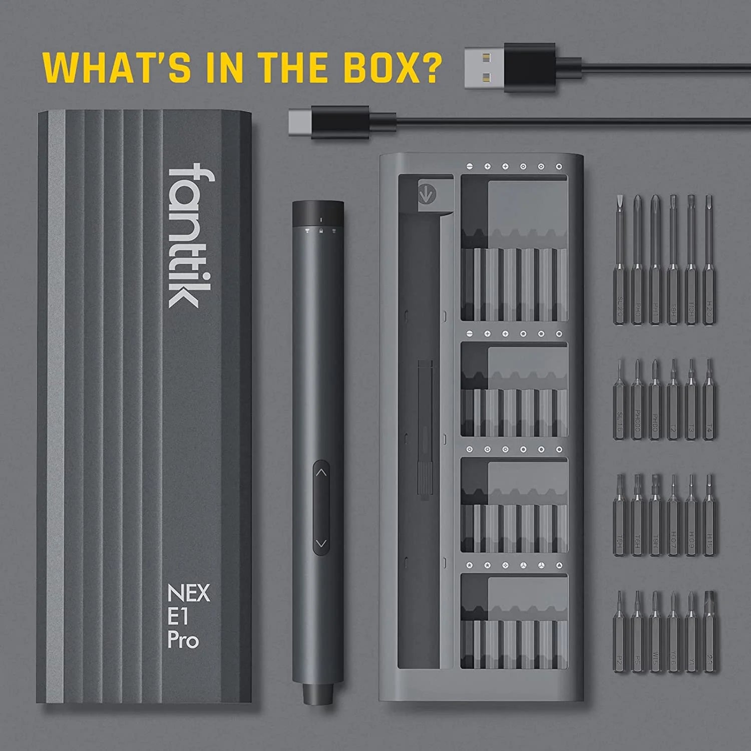 Cordless Precision Screwdriver Set with 24 Magnetic Precision Bits