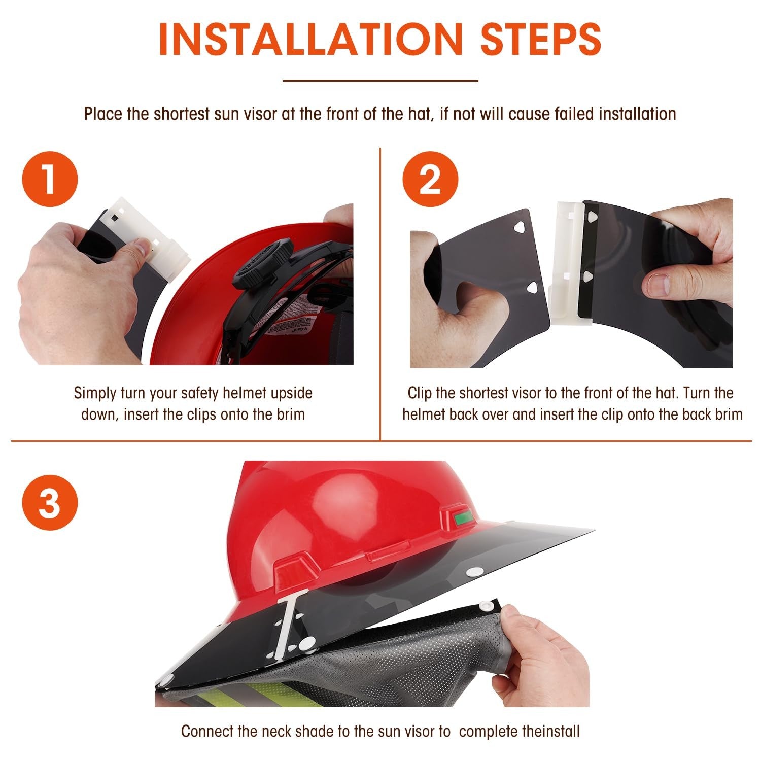 Hard Hat Visor with Neck Shade Fits Standard V-Gard Full Brim Attachment For