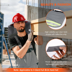 Hard Hat Visor with Neck Shade Fits Standard V-Gard Full Brim Attachment For