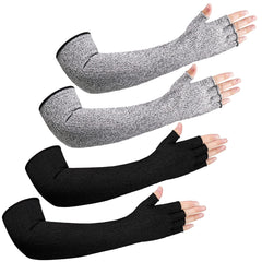 2 Pairs Cut Resistant Elastic Arm Sleeves Level 5 Protection with Fingers Cut