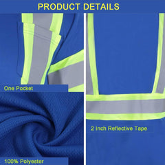 Safety Shirts for Men Hi Vis Short Sleeve Reflective ANSI Class 2 High Visibility Safety Work T Shirts