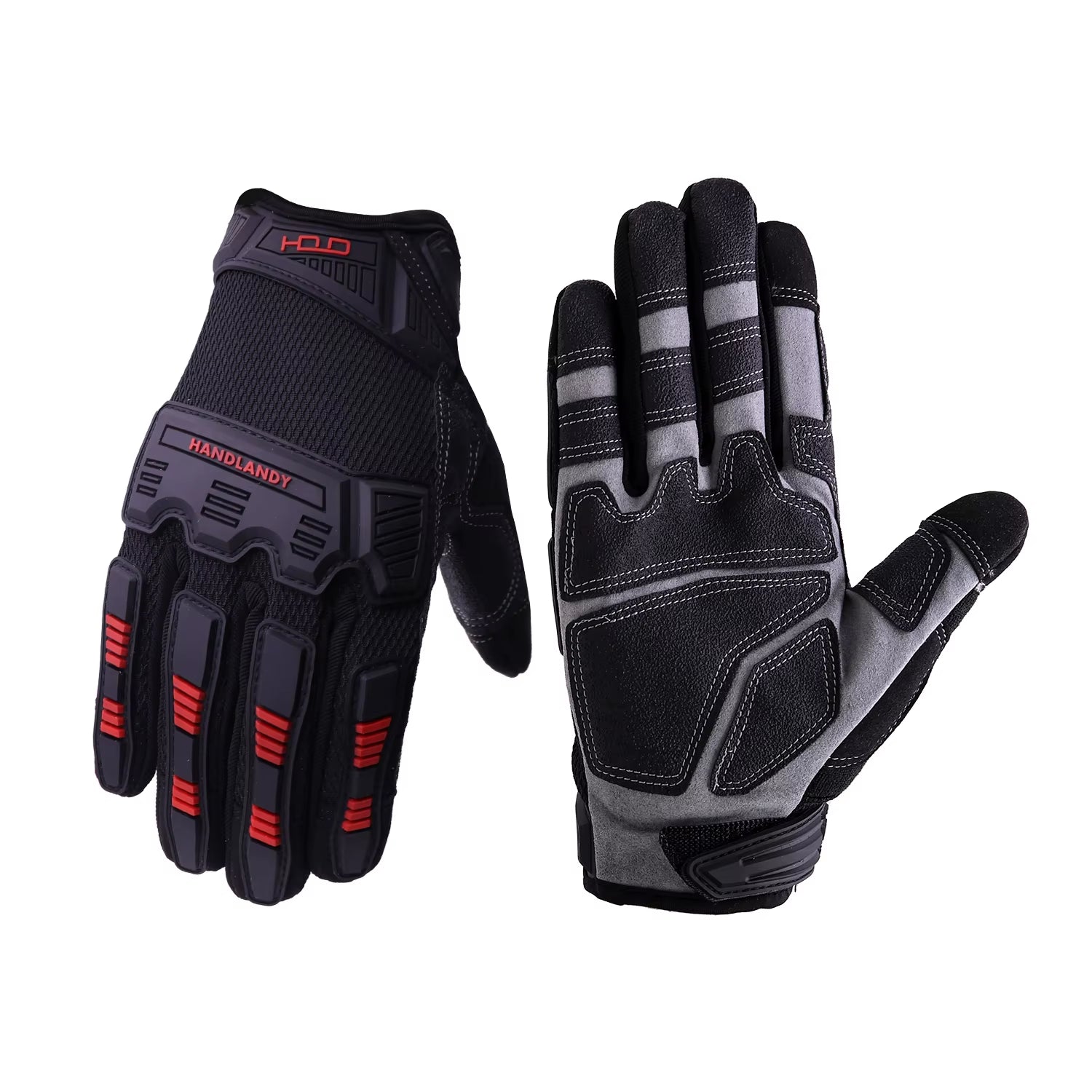 Touchscreen TPR Impact Reducing PVC Reinforced Palm Non-Slip Breathable Mens Heavy Duty Work Gloves