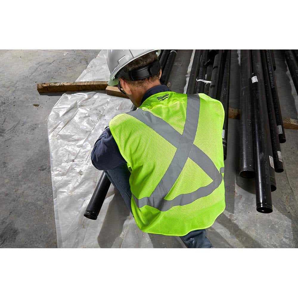 Large/X-Large Yellow Class 2 High Visibility Safety Vest and Mesh High Visibility Safety Vest (2-Pack)