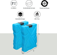 Pinnacle Ice Blocks for Cooler Set of 2 – Multipurpose Ice Packs for Coolers Long Lasting Reusable Refreezable –No Leak Lunch Box Ice Pack – Non BPA Food Safe Freezer Packs for Coolers - 20 Oz.
