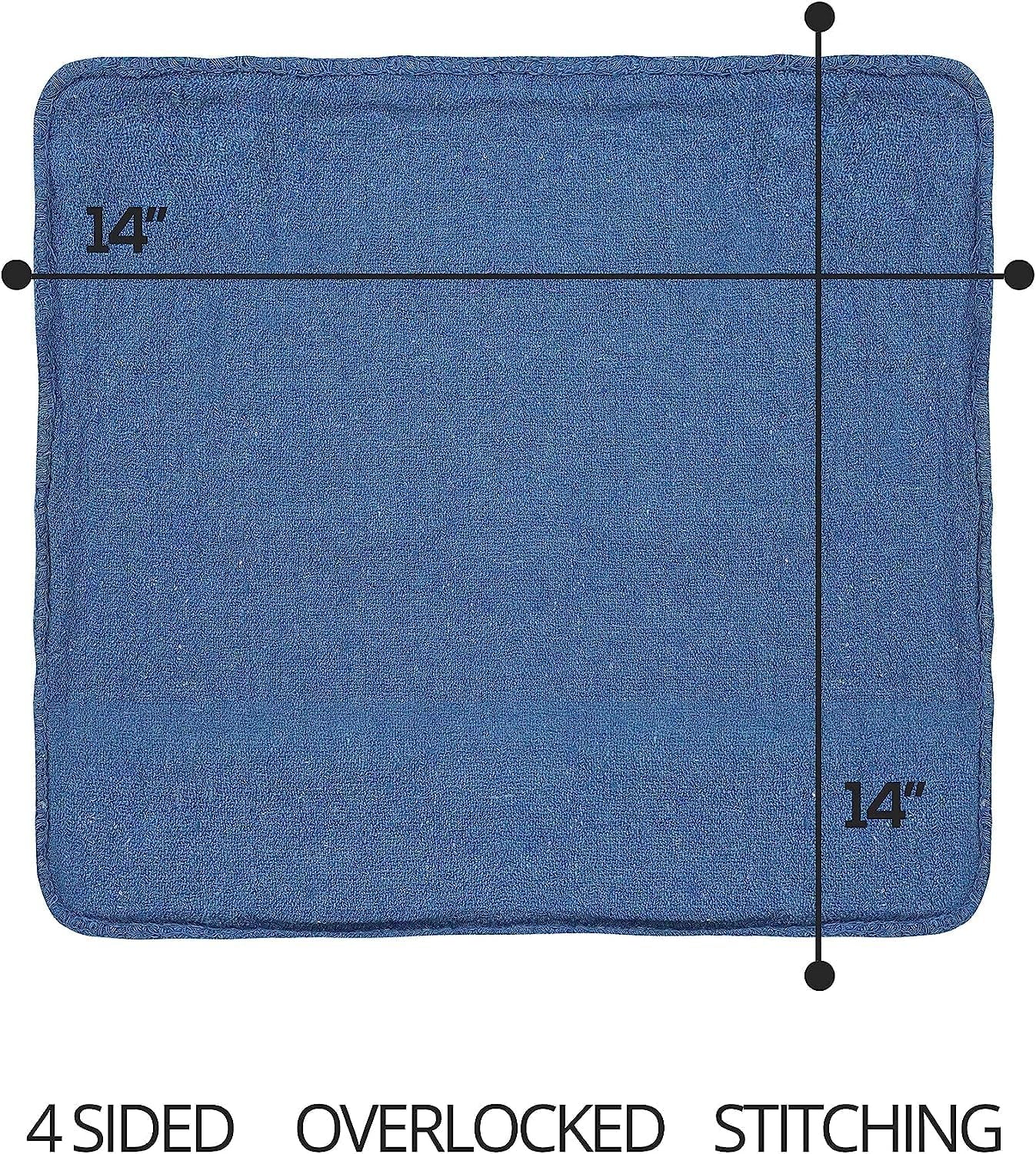 Cotton Shop Towels Blue – (Pack of 150) Size 14X14 Inches Cleaning Rags – Absorbent Shop Rags and Multipurpose Cleaning Towels for Automobiles, Industries, Garage and Homes