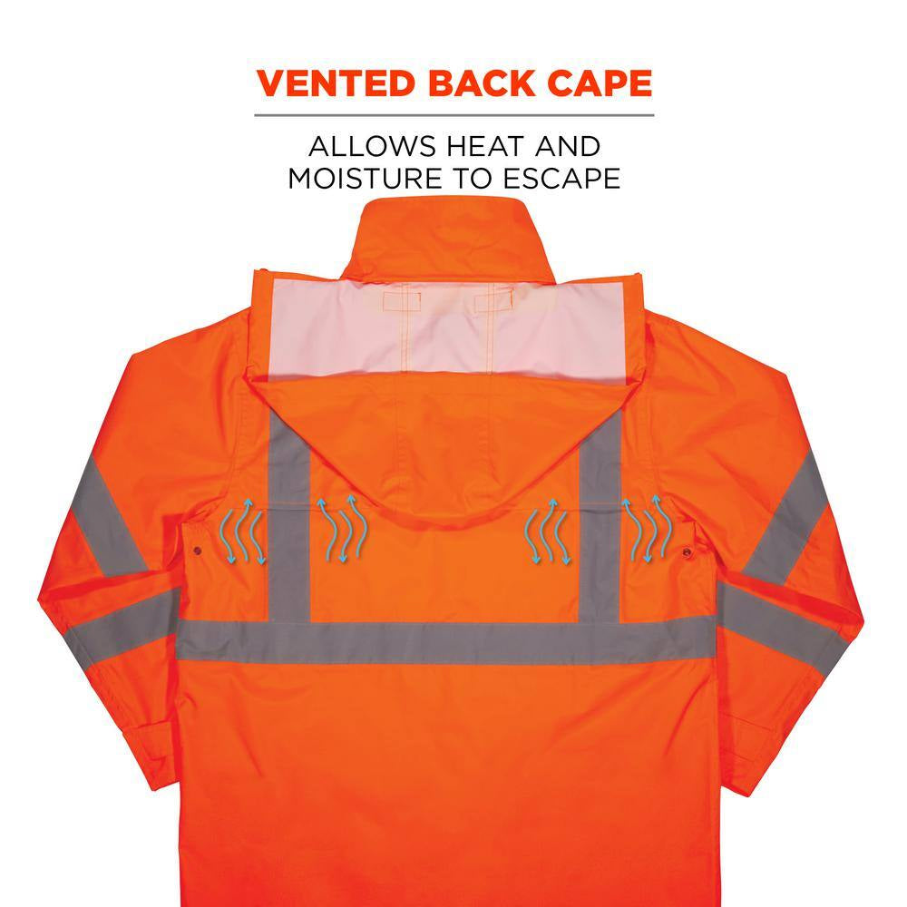 Glowear 8366 5XL Orange Lightweight Hi-Vis Rain Jacket - Type R, Class 3