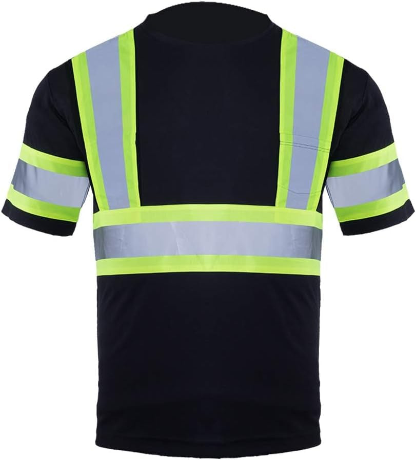 Safety Shirts for Men Hi Vis Short Sleeve Reflective ANSI Class 2 High Visibility Safety Work T Shirts
